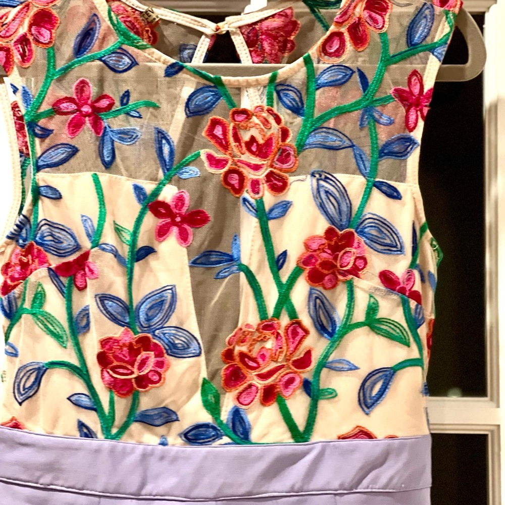 Embroidered dress open back small